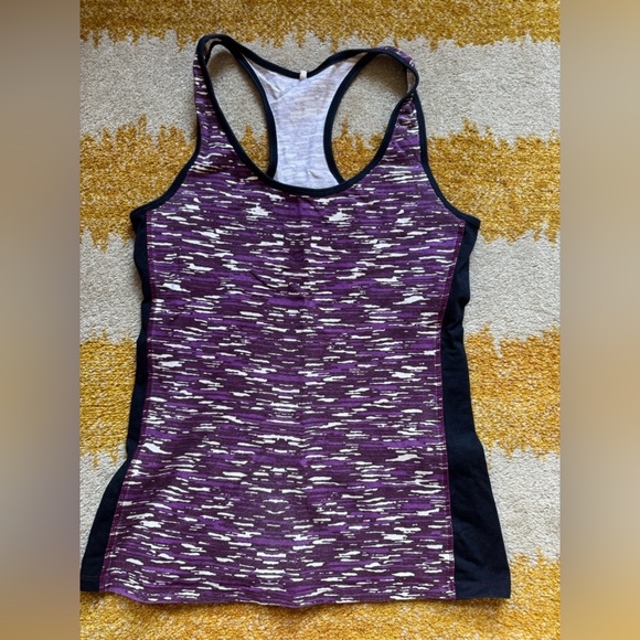 People Tree set Black & Purple Yoga Athletic Cross Back Tops & Cropped Leggings - Picture 3 of 10